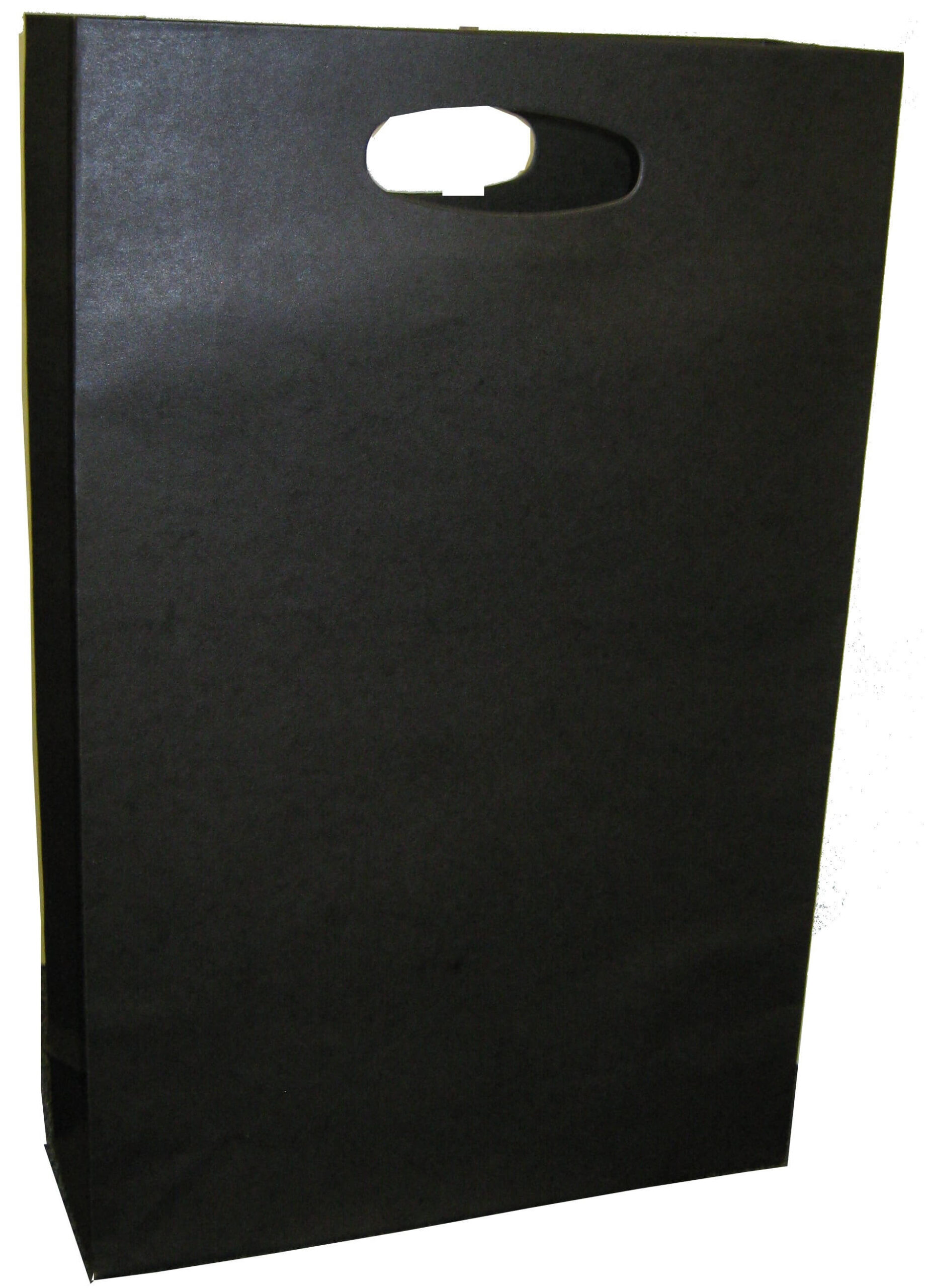 3 x 750mL Bottle Black Kraft Paper Bag with diecut handle