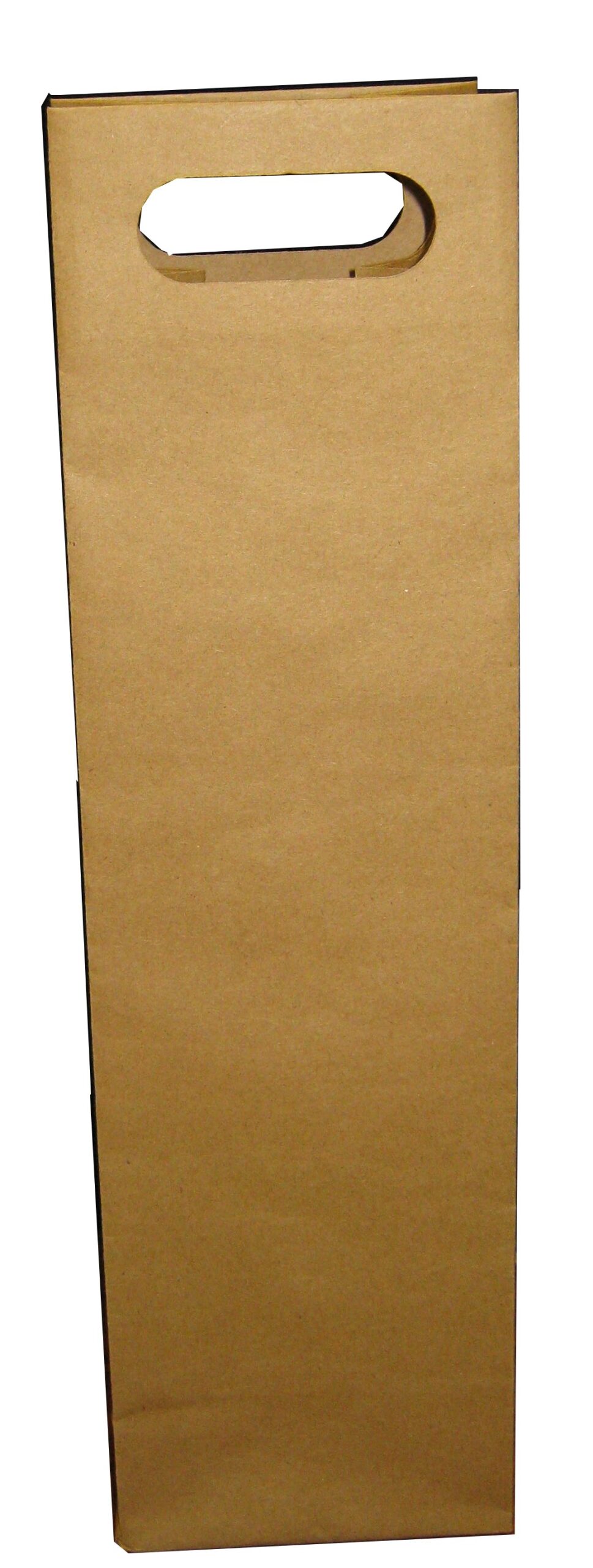 1 x 750mL Bottle Kraft Paper Bag with diecut handle