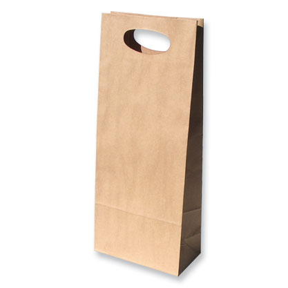 2 x 750mL Bottle Kraft Paper Bag with diecut handle